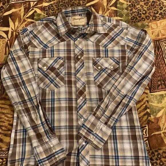 Wrangler Other - Wrangler Pearl Snap Western Plaid Shirt Medium